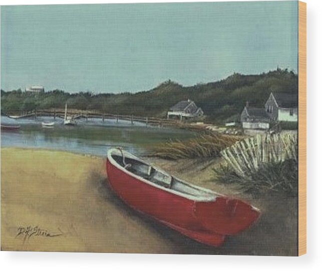 Ocean Wood Print featuring the painting Beached Boat by Diane Strain