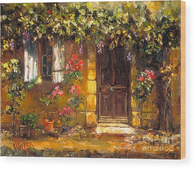 Door Wood Print featuring the painting Bienvenue a' Provence by Patsy Walton