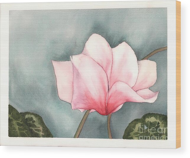 Cyclamen Wood Print featuring the painting Big Pink Cyclamen by Hilda Wagner