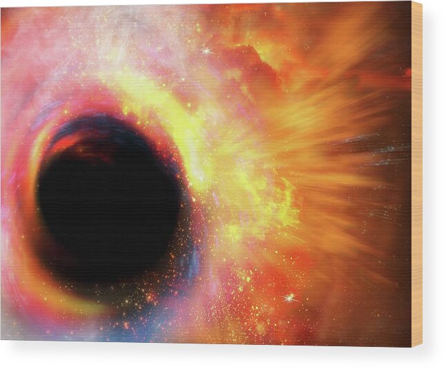 Concepts & Topics Wood Print featuring the digital art Black Hole Formation, Artwork by Victor Habbick Visions