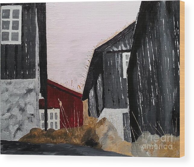 Houses Wood Print featuring the painting Black houses by Susanne Baumann
