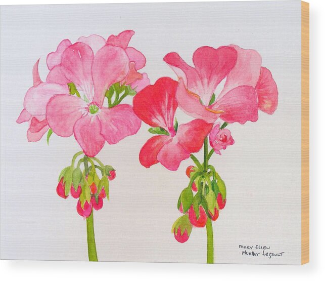 Blooms Wood Print featuring the painting Blooming 1 by Mary Ellen Mueller Legault