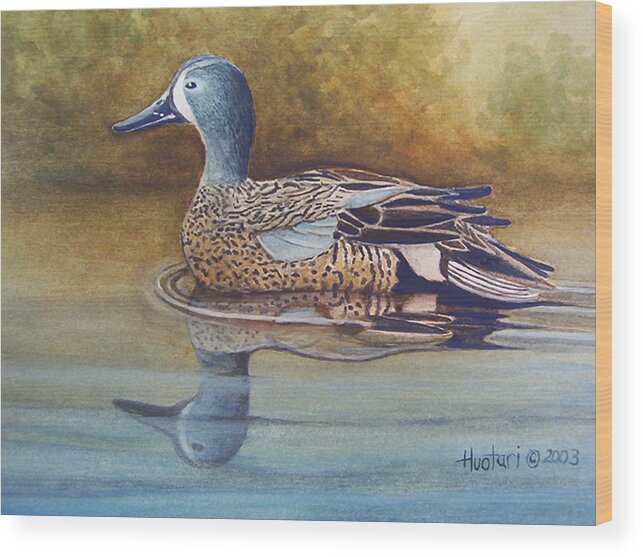 Rick Huotari Wood Print featuring the painting Blue Winged Teal by Rick Huotari