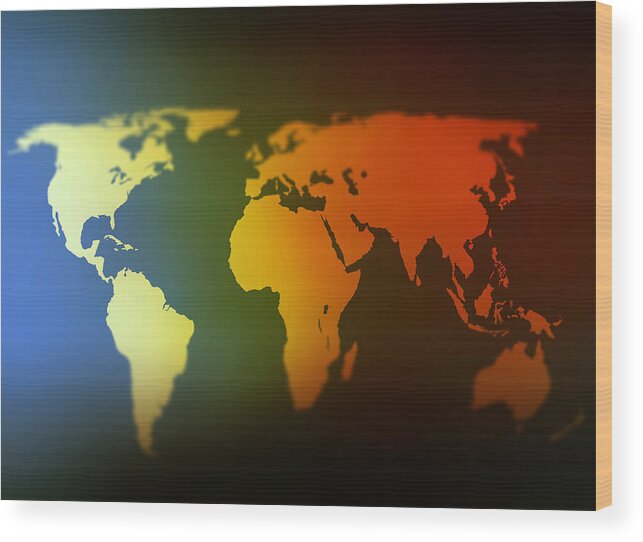 World Wood Print featuring the digital art Blur world map by Steve Ball