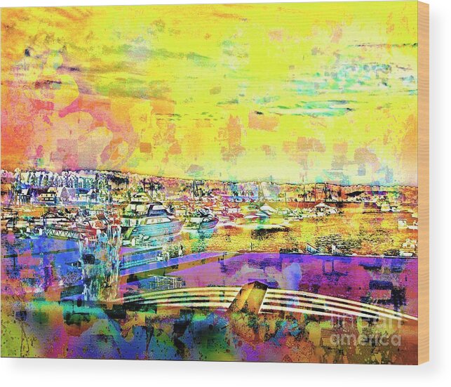 Modern Art Wood Print featuring the painting Boat Harbor by Steven Pipella