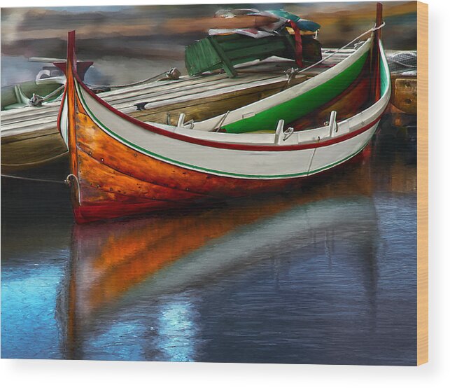 Row Wood Print featuring the digital art Boat by Rick Mosher