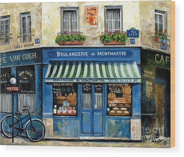 Europe Wood Print featuring the painting Boulangerie de Montmartre by Marilyn Dunlap