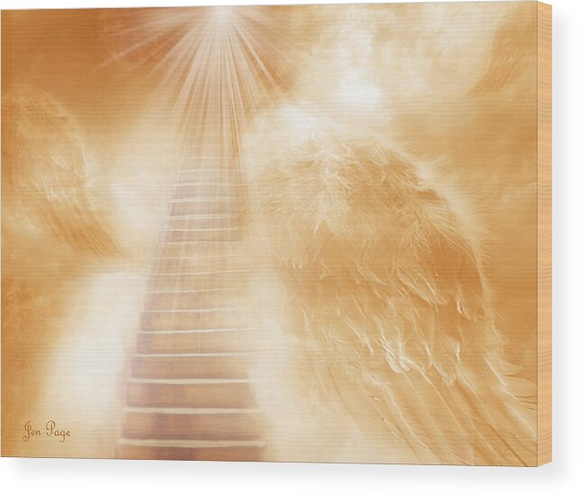 Brush Of Angels Wings Wood Print featuring the digital art Brush of Angels Wings by Jennifer Page