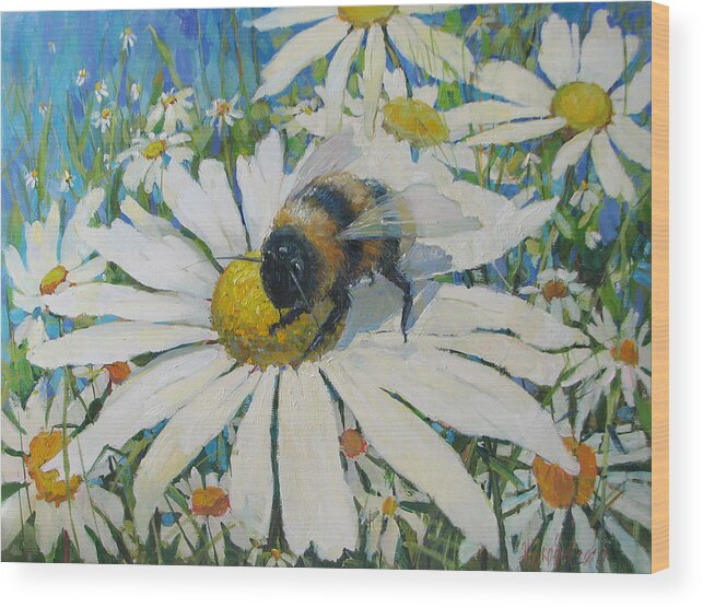 Painting Wood Print featuring the painting Bumblebee by Juliya Zhukova