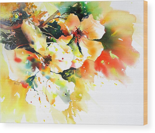 Floral Wood Print featuring the painting Burst Of Light by Rae Andrews