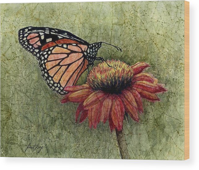 Butterfly Wood Print featuring the painting Butterfly in my garden by Janet King