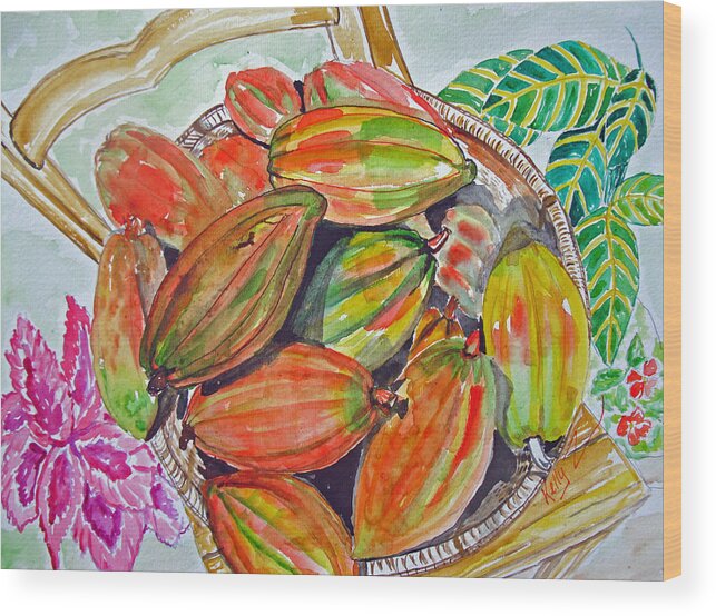 Cacao Wood Print featuring the painting Cacao Harvest by Kelly Smith