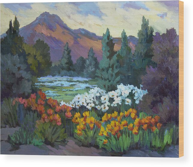 Californnia Wood Print featuring the painting California Poppies at Santa Barbara by Diane McClary