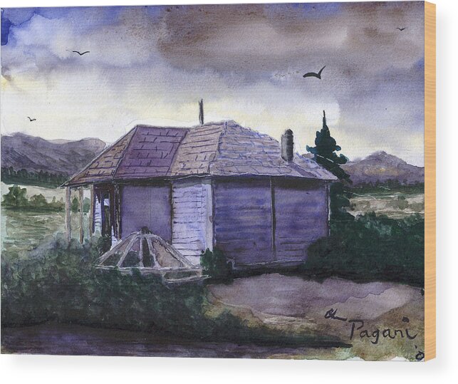 Schoolhouse Wood Print featuring the painting Camp Creek School Watercolor by Chriss Pagani