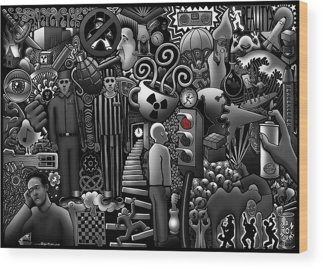 Stairs Wood Print featuring the digital art Can 'o' Worms by Matthew Ridgway