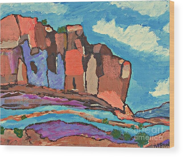 Southwest Landscape Wood Print featuring the painting Canyon's Chorus by Mary Mirabal