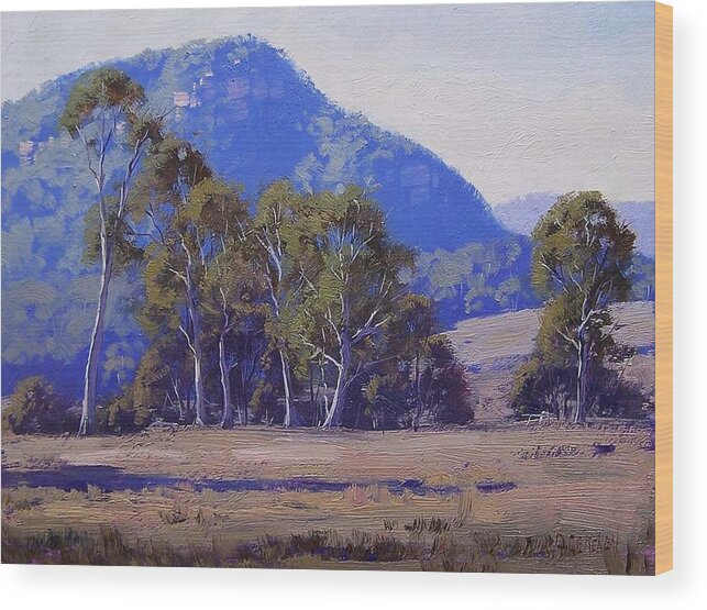 Eucalyptus Trees Wood Print featuring the painting Capertee Eucalyptus Trees by Graham Gercken