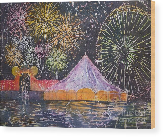 Tents Wood Print featuring the painting Carnival Magic by Carol Losinski Naylor