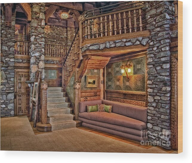 Gillette Castle Wood Print featuring the photograph Castle Living Room by Susan Candelario