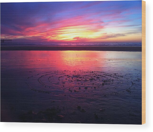 Beach Wood Print featuring the photograph Circle In The Sand by Mike Trueblood