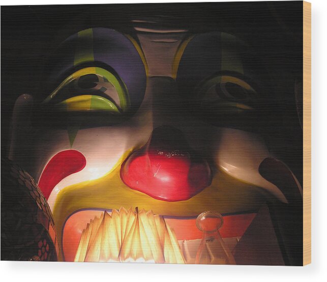 Dark Wood Print featuring the photograph Clown in the Antique Shop by Adam Johnson