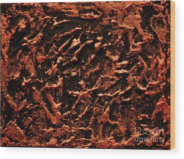 Mixed Media Wood Print featuring the painting Copper Wall by P Dwain Morris