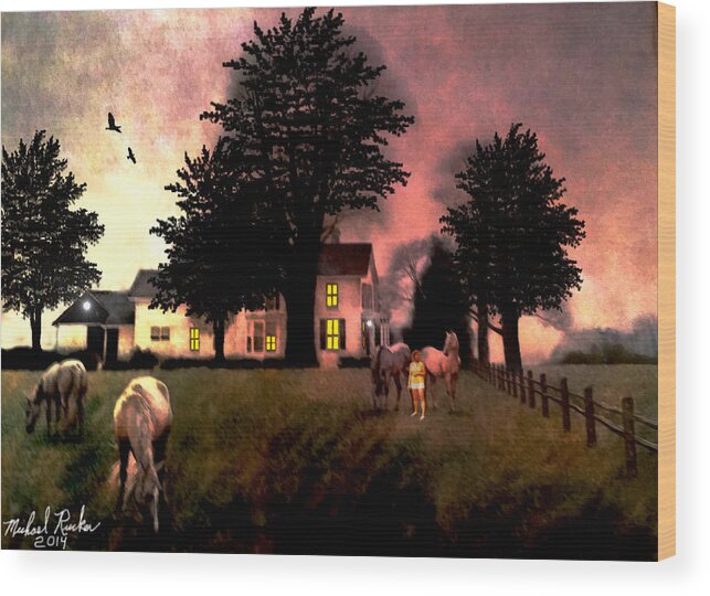 Farm Wood Print featuring the painting Country Home by Michael Rucker
