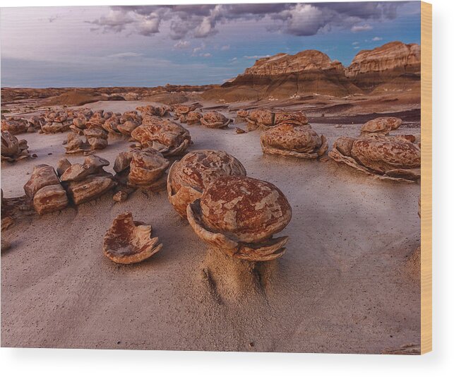 Badlands Wood Print featuring the photograph Cracked Eggs at Bisti Wilderness by Alex Mironyuk