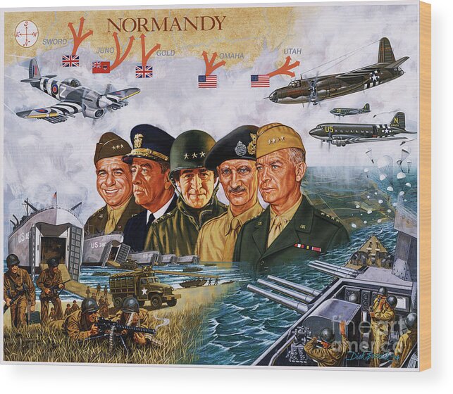 Realism Wood Print featuring the painting D Day 6th Of June by Dick Bobnick