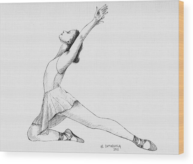 Ballet Wood Print featuring the drawing Dancer by Al Intindola