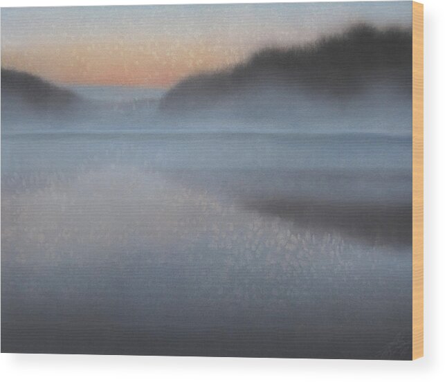 Lake Wood Print featuring the painting Dawn Parts the Mist by Robin Street-Morris