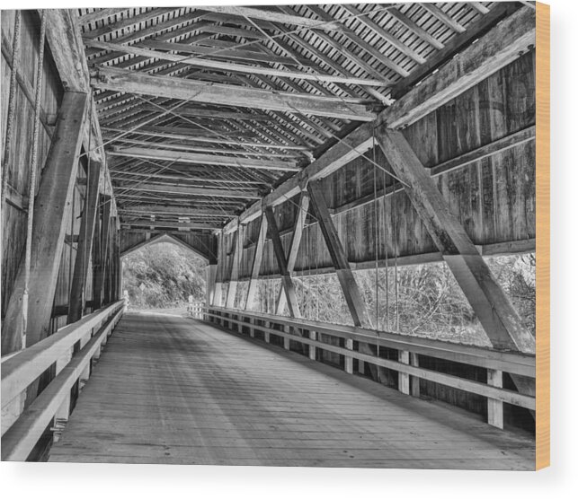Deadwood Wood Print featuring the photograph Deadwood Covered Bridge - Interior by HW Kateley