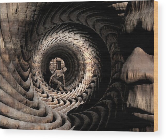 Deep In Thought Wood Print featuring the digital art Deep In Thought by John Alexander