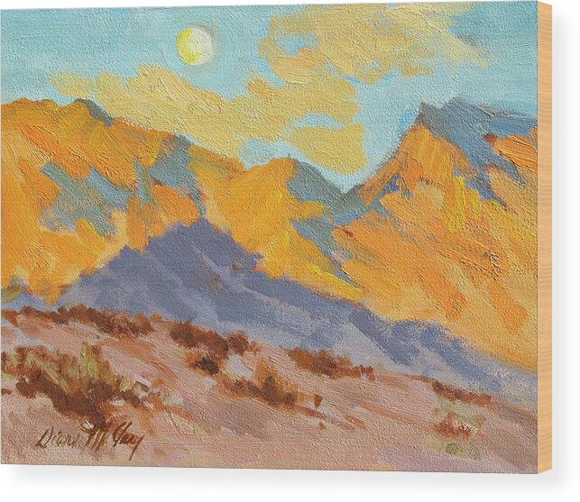 Desert Morning Wood Print featuring the painting Desert Morning La Quinta Cove by Diane McClary