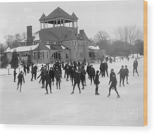 Detroit Wood Print featuring the photograph Detroit Michigan Skating at Belle Isle by Anonymous