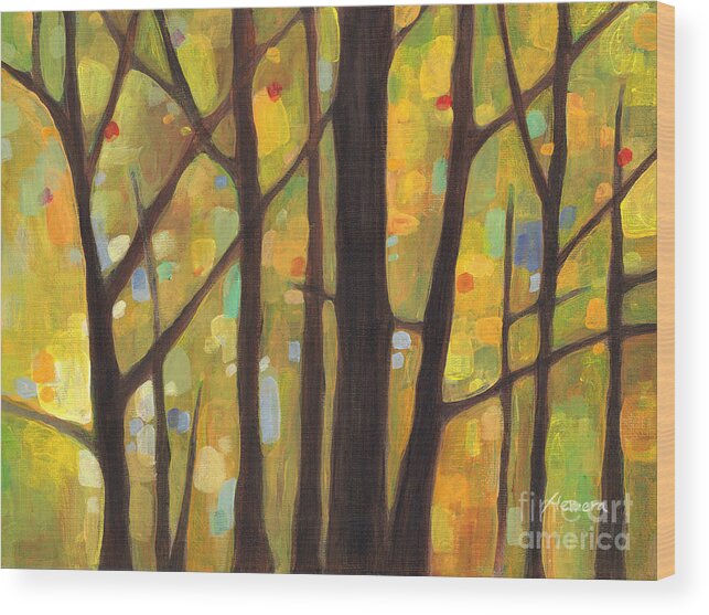 Dreaming Wood Print featuring the painting Dreaming Trees 1 by Hailey E Herrera