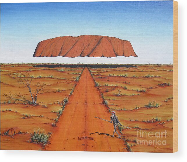 Australia Wood Print featuring the painting Dreamtime Australia by Jerome Stumphauzer