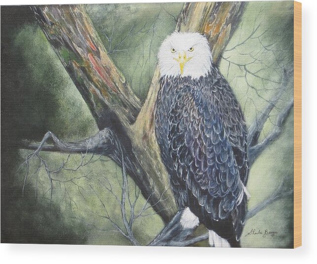Eagle Wood Print featuring the painting Eagle by Sheila Banga