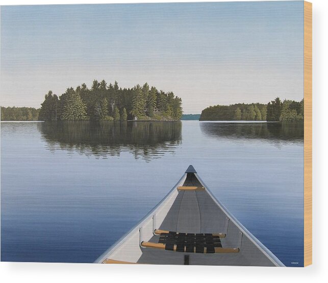 #faatoppicks Wood Print featuring the painting Early Evening Paddle by Kenneth M Kirsch