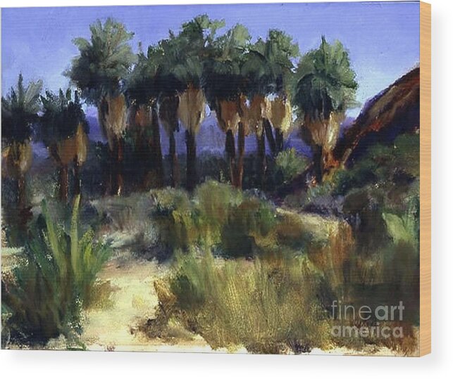 Palm Springs Area Wood Print featuring the painting This is Home Thousand Palms Preserve by Maria Hunt