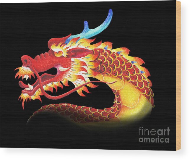 Dragon Wood Print featuring the digital art Eastern Dragon by Melissa A Benson