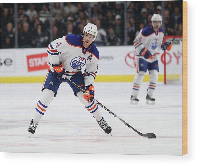 National Hockey League Wood Print featuring the photograph Edmonton Oilers V Los Angeles Kings by Jeff Gross