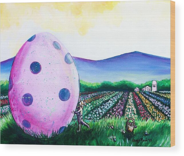Easter Wood Print featuring the painting EGGstatic by Shana Rowe Jackson