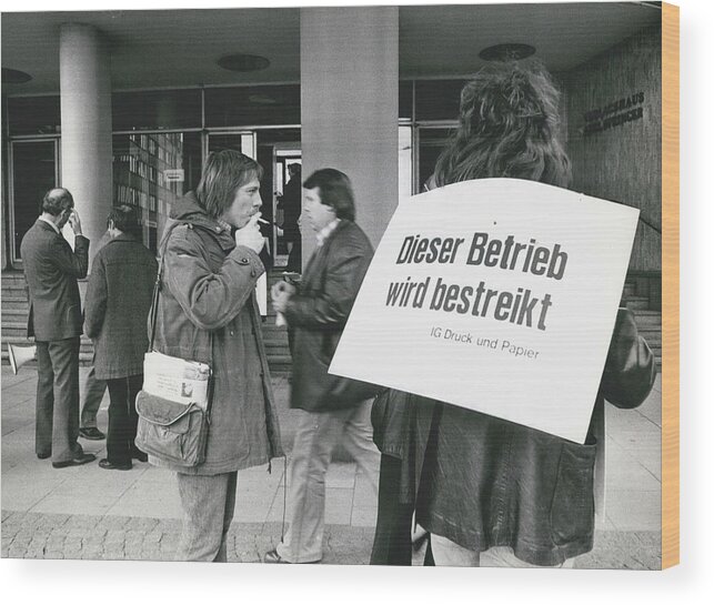 retro Images Archive Wood Print featuring the photograph Employees Of Printing - Offices On Strike Throughout by Retro Images Archive