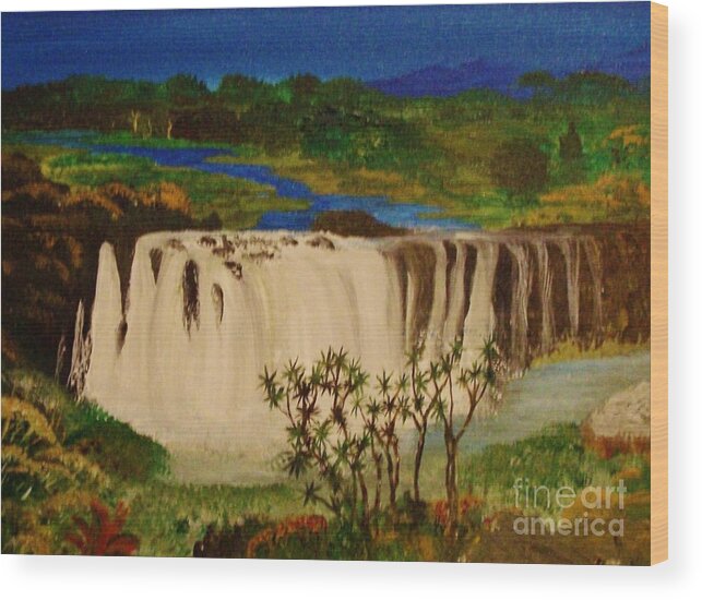 River Nile Wood Print featuring the painting Ethiopian Nile waterfall by Brigitte Emme