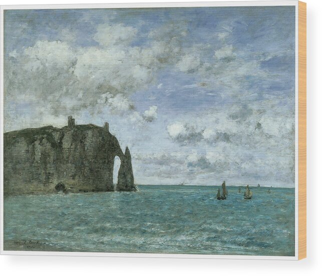 Eugene Boudin Wood Print featuring the painting Etretat the Porte d'Aval by Eugene Boudin