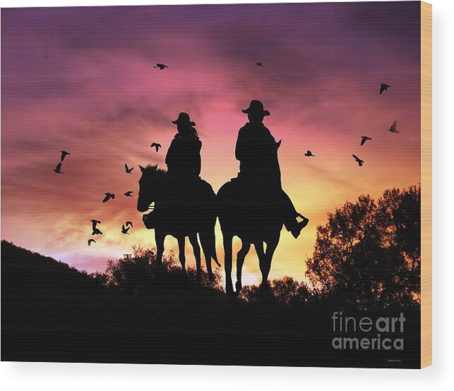 Cowboy Wood Print featuring the photograph Evening Ride by Stephanie Laird