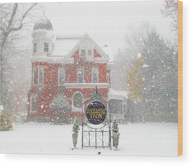 Ewi Wood Print featuring the photograph Edwards Waterhouse Inn in Winter by Jeffrey Peterson