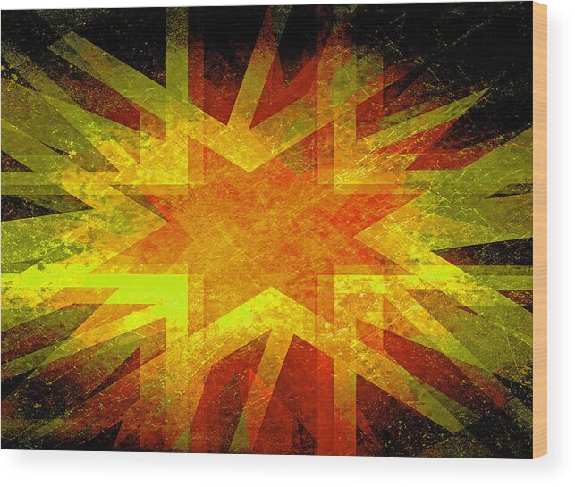 Antique Wood Print featuring the digital art Explosion by Steve Ball