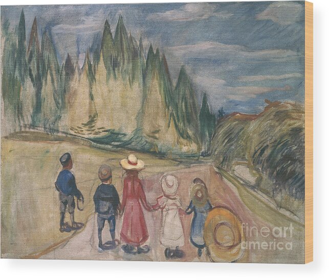 Edvard Munch Wood Print featuring the painting Fairy-tale forest by Edvard Munch